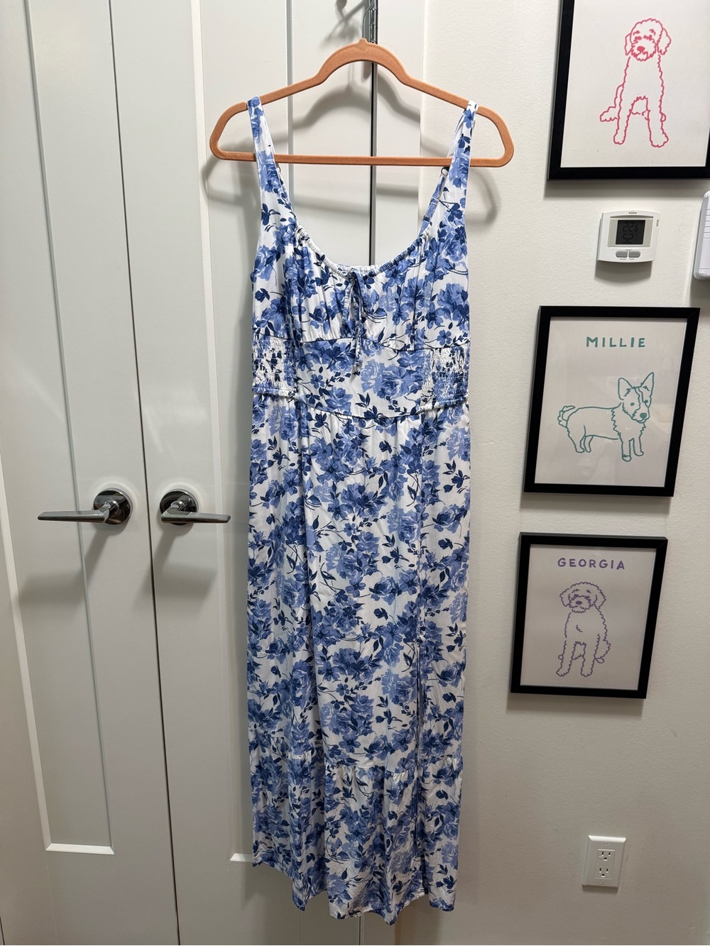 Hollister Blue & White Floral Maxi Slit Dress